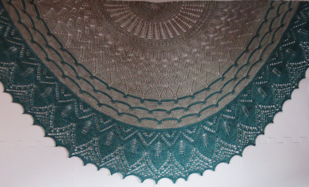 Yak/Silk/Merino worked up in ROMI's Moon Shadow Shawl