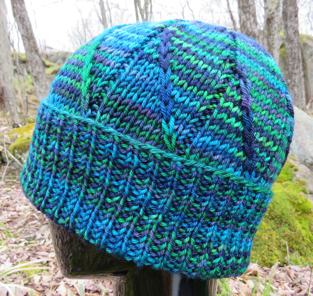 Handmade Knit Hat Blue Teal Ocean Swirl Design Warm Winter Cap Wool Blend Handmade Knit Hat Blue Teal Ocean Swirl Design Warm Winter  main image 4