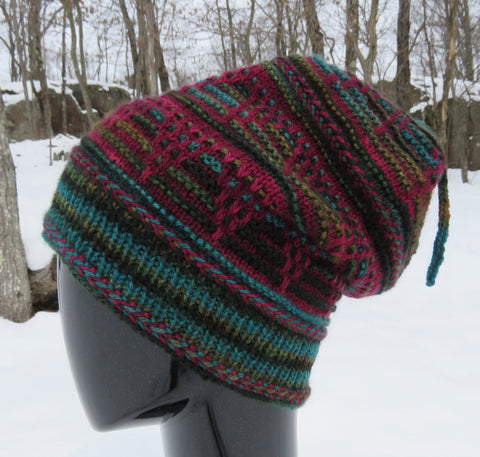 Triangle Slip Stitch Wild Hat Pattern in Sport Weight yarns