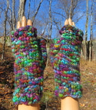Fingerless Mittens in Slubby Mix - Long version in Marbles colorway