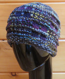 Honey Comb Hat in SW Merino - BULKY Wintersleep/Aubergine