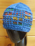 Hat - Honey Comb - SW Merino - BULKY - Colonial Blue/Cezanne